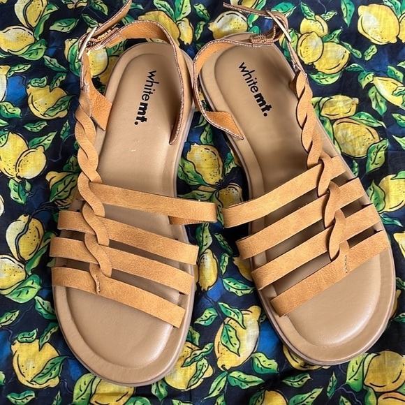 Brand New White Mountain Braided Tan Multi-Strap Gladiator Ankle Strap Sandals - Picture 2 of 15